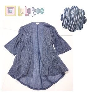 Lularoe Sheer Open Front Cardigan Metallic Blue
